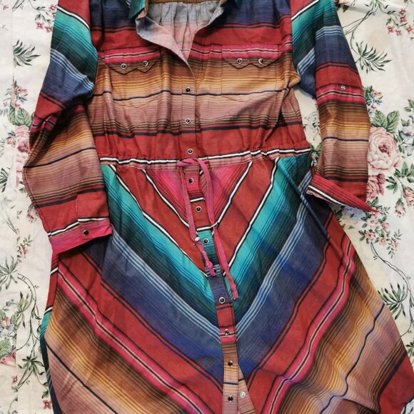 Striped Multicolor Shirt Dress - Picture 5 of 7